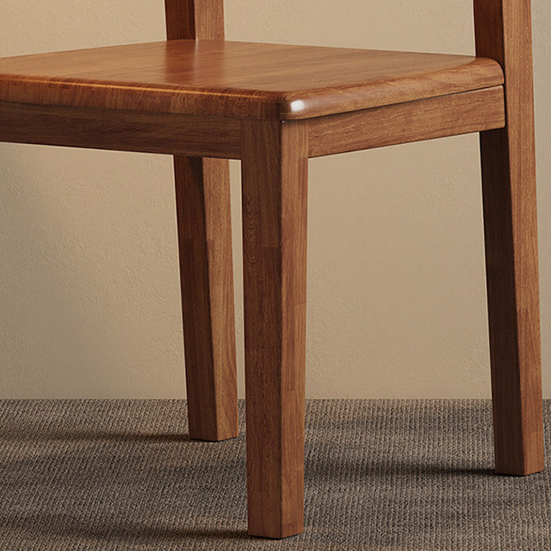 Contemporary Nordic Rectangular Rubberwood Solid Wood Dining Chair Backrest Armless For Dining Room & Kitchen