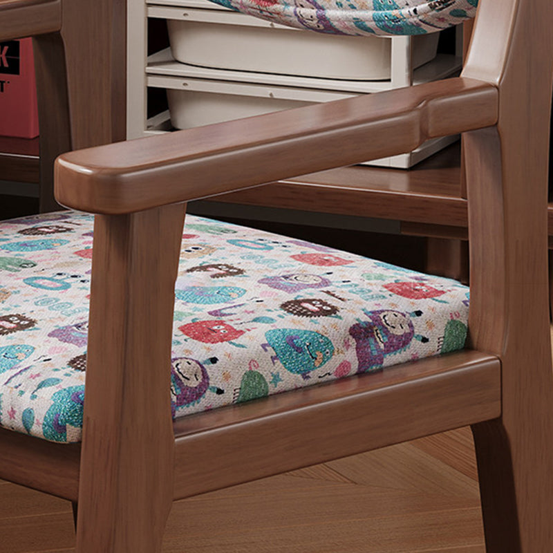 Contemporary Creative Rectangular Kid Cartoon Cotton-Linen Rubberwood Multi-Layer Plywood Desk Chair Height Adjustment Backrest Armrest For Home Office
