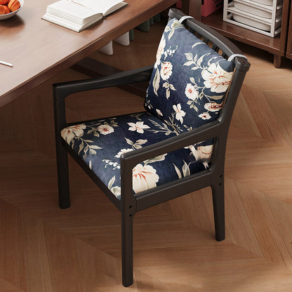 Contemporary Nordic Rectangular Linen-Cotton Rubberwood Multi-Layer Plywood Accent Chair Backrest Armrest For Living Room