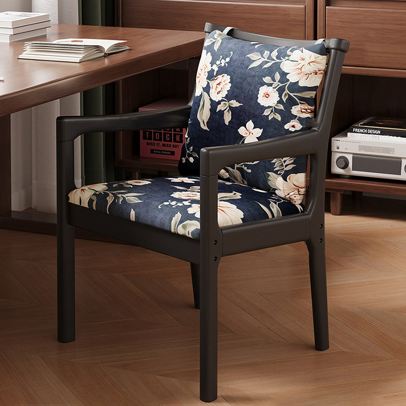 Contemporary Nordic Rectangular Linen-Cotton Rubberwood Multi-Layer Plywood Accent Chair Backrest Armrest For Living Room