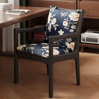 Contemporary Nordic Rectangular Linen-Cotton Rubberwood Multi-Layer Plywood Accent Chair Backrest Armrest For Living Room