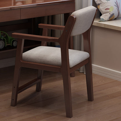 Contemporary Nordic Rectangular Linen-Cotton Rubberwood Multi-Layer Plywood Height-Adjustable Kid Desk Chair Backrest Armrest For Home Office
