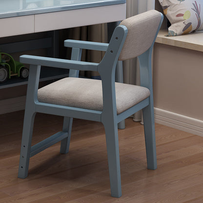 Contemporary Nordic Rectangular Linen-Cotton Rubberwood Multi-Layer Plywood Height-Adjustable Kid Desk Chair Backrest Armrest For Home Office