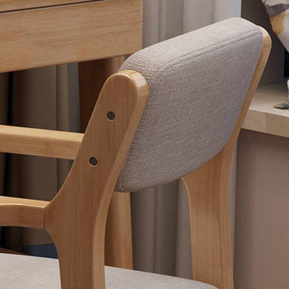 Contemporary Nordic Rectangular Linen-Cotton Rubberwood Multi-Layer Plywood Height-Adjustable Kid Desk Chair Backrest Armrest For Home Office