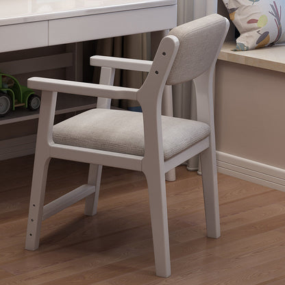 Contemporary Nordic Rectangular Linen-Cotton Rubberwood Multi-Layer Plywood Height-Adjustable Kid Desk Chair Backrest Armrest For Home Office