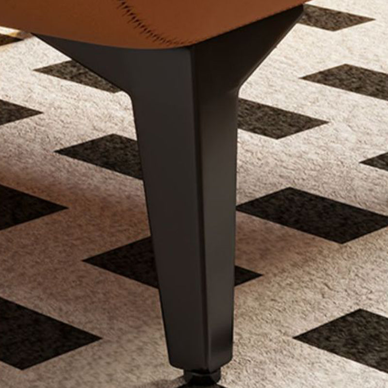 Contemporary Luxury Rectangular Cat Claw Leather Solid Wood Iron Handheld Low Stool Backless Armless For Living Room