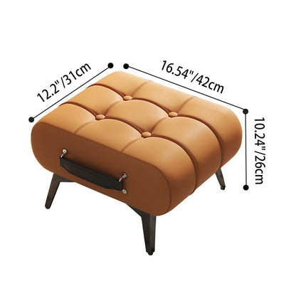 Contemporary Luxury Rectangular Cat Claw Leather Solid Wood Iron Handheld Low Stool Backless Armless For Living Room
