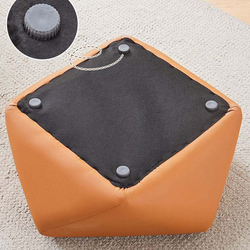 Contemporary Luxury Octagonal Cat Claw Leather Wooden Low Stool Backless Armless For Living Room