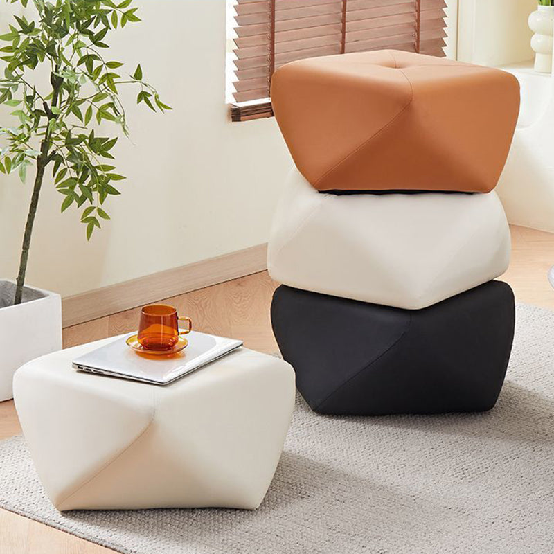 Contemporary Luxury Octagonal Cat Claw Leather Wooden Low Stool Backless Armless For Living Room