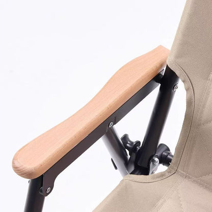 Modern Minimalist Rectangular Diamond-Pattern Carbon Steel Oxford Fabric Beech Wood Folding Camping Chair Backrest Armrest For Garden