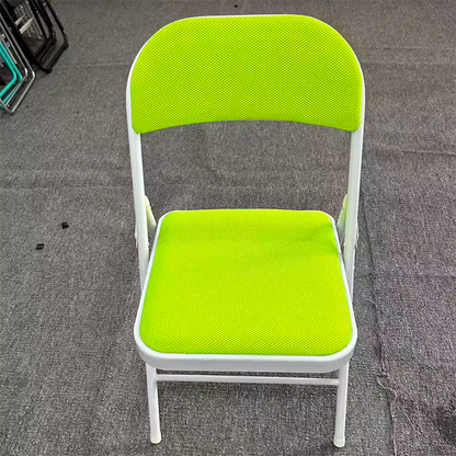 Modern Minimalist Rectangular Steel PU Leather Mesh Foldable Accent Chair Backrest Armless For Living Room