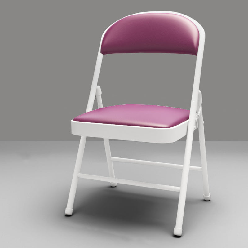 Modern Minimalist Rectangular Steel PU Leather Mesh Foldable Accent Chair Backrest Armless For Living Room