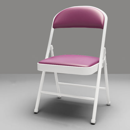 Modern Minimalist Rectangular Steel PU Leather Mesh Foldable Accent Chair Backrest Armless For Living Room