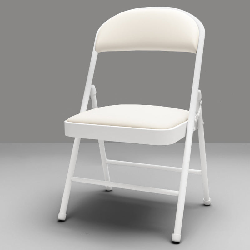 Modern Minimalist Rectangular Steel PU Leather Mesh Foldable Accent Chair Backrest Armless For Living Room