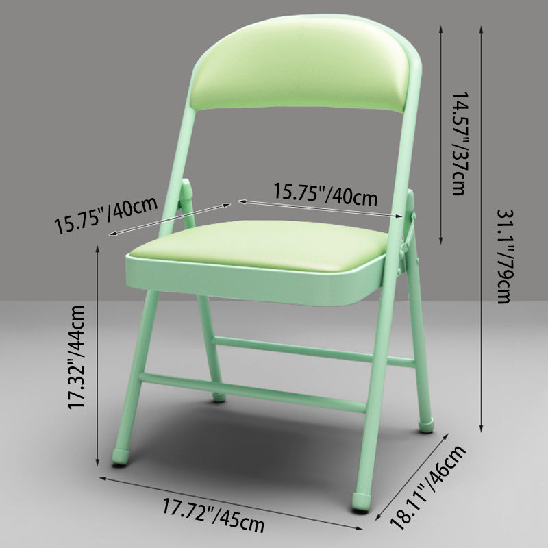 Modern Minimalist Rectangular Steel PU Leather Mesh Foldable Accent Chair Backrest Armless For Living Room