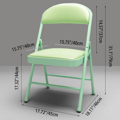 Modern Minimalist Rectangular Steel PU Leather Mesh Foldable Accent Chair Backrest Armless For Living Room