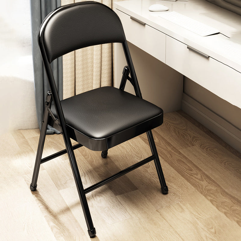 Modern Minimalist Rectangular Steel PU Leather Mesh Foldable Accent Chair Backrest Armless For Living Room