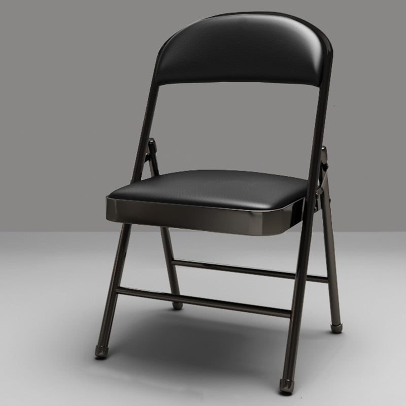 Modern Minimalist Rectangular Steel PU Leather Mesh Foldable Accent Chair Backrest Armless For Living Room