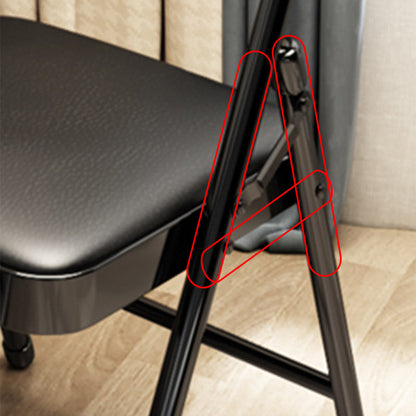 Modern Minimalist Rectangular Steel PU Leather Mesh Foldable Accent Chair Backrest Armless For Living Room