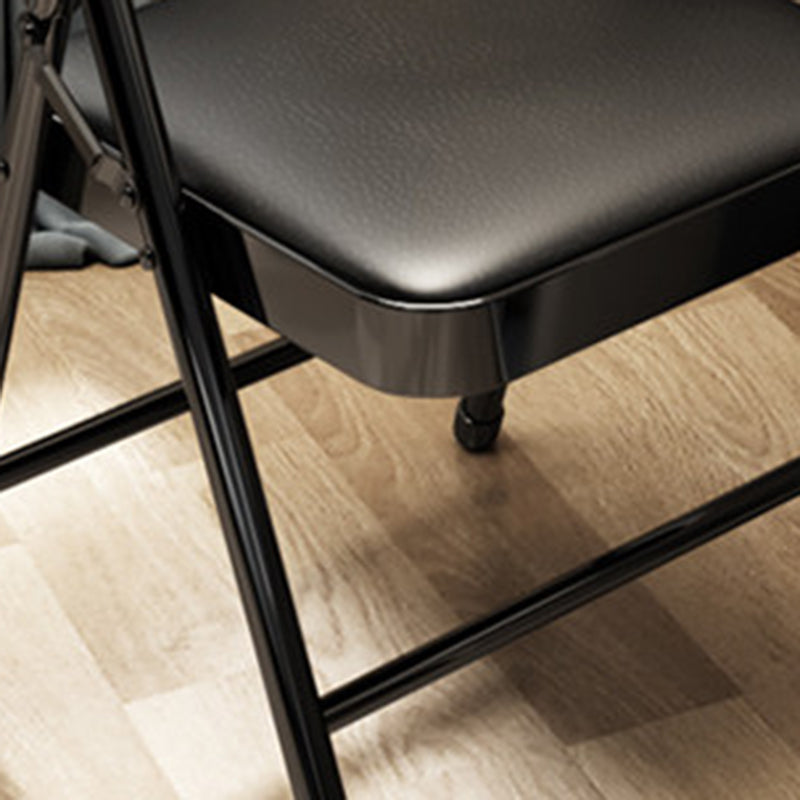 Modern Minimalist Rectangular Steel PU Leather Mesh Foldable Accent Chair Backrest Armless For Living Room