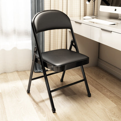 Modern Minimalist Rectangular Steel PU Leather Mesh Foldable Accent Chair Backrest Armless For Living Room
