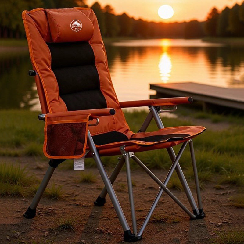 Modern Minimalist Rectangular Steel Oxford Fabric Foldable Camping Chair Backrest Armrest For Garden