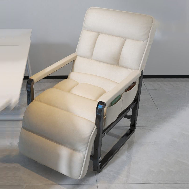 Modern Minimalist Rectangular Carbon Steel Synthetic Fabric Foldable Accent Chair Backrest Armrest For Living Room