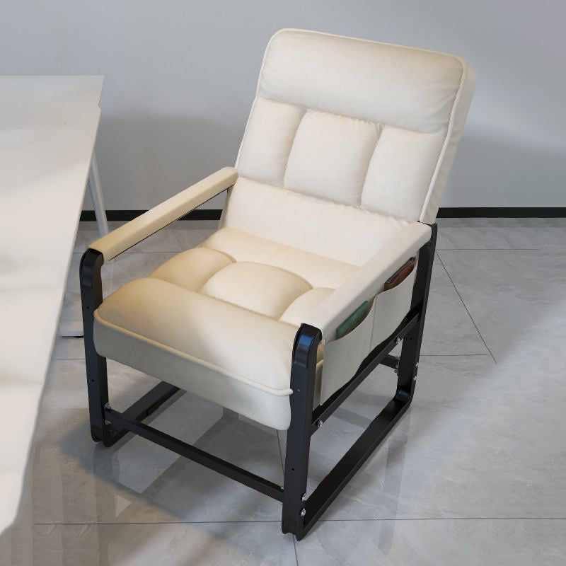 Modern Minimalist Rectangular Carbon Steel Synthetic Fabric Foldable Accent Chair Backrest Armrest For Living Room