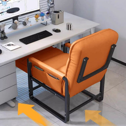 Modern Minimalist Rectangular Carbon Steel Synthetic Fabric Foldable Accent Chair Backrest Armrest For Living Room