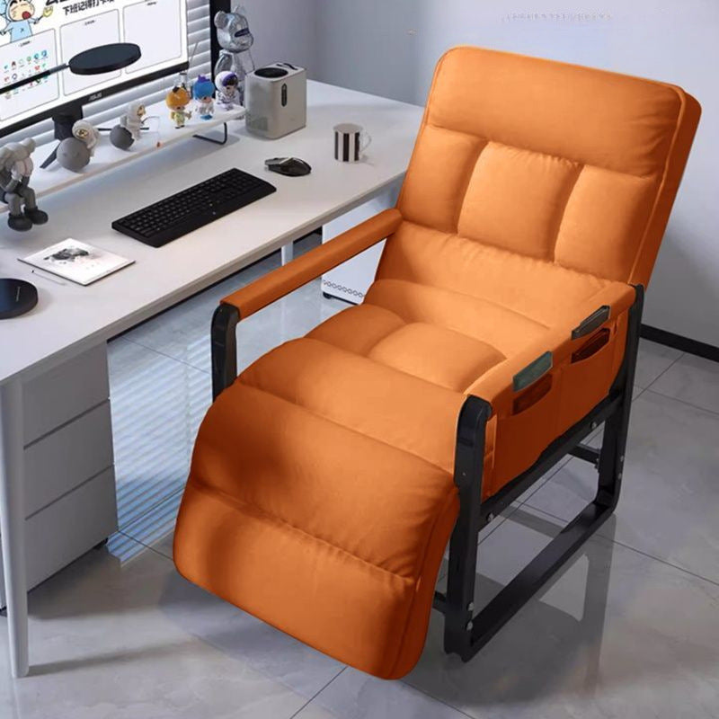 Modern Minimalist Rectangular Carbon Steel Synthetic Fabric Foldable Accent Chair Backrest Armrest For Living Room