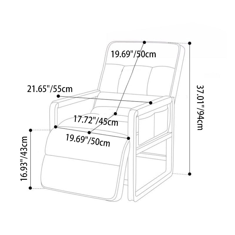Modern Minimalist Rectangular Carbon Steel Synthetic Fabric Foldable Accent Chair Backrest Armrest For Living Room