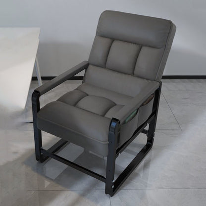 Modern Minimalist Rectangular Carbon Steel Synthetic Fabric Foldable Accent Chair Backrest Armrest For Living Room