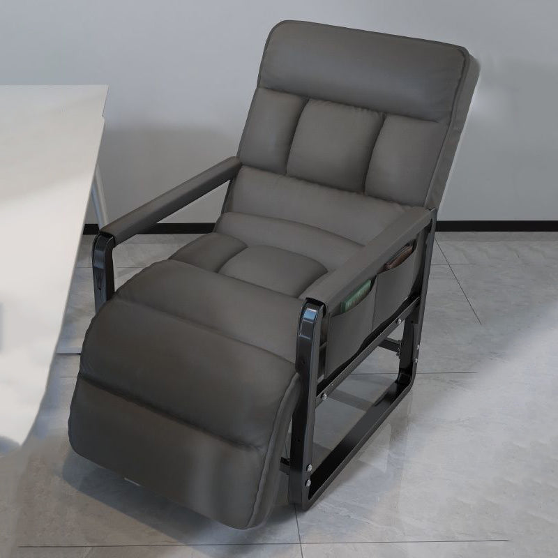 Modern Minimalist Rectangular Carbon Steel Synthetic Fabric Foldable Accent Chair Backrest Armrest For Living Room