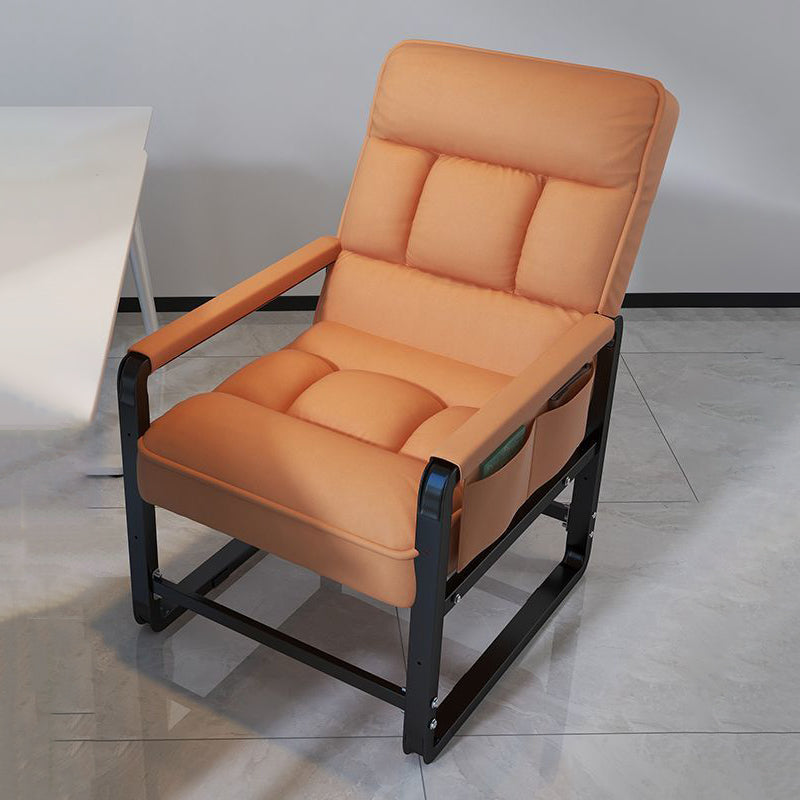Modern Minimalist Rectangular Carbon Steel Synthetic Fabric Foldable Accent Chair Backrest Armrest For Living Room