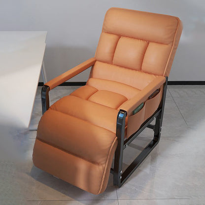 Modern Minimalist Rectangular Carbon Steel Synthetic Fabric Foldable Accent Chair Backrest Armrest For Living Room