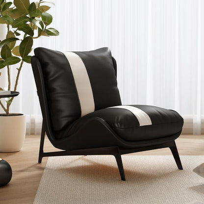 Modern Minimalist Rectangular Microfiber Leather Carbon Steel Accent Chair Backrest Armless For Living Room