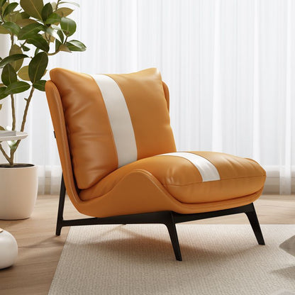 Modern Minimalist Rectangular Microfiber Leather Carbon Steel Accent Chair Backrest Armless For Living Room