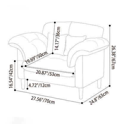 Modern Minimalist Rectangular Cat-Claw Leather Carbon Steel Solid Wood Multi-Layer Plywood Accent Chair Backrest Armrest For Living Room
