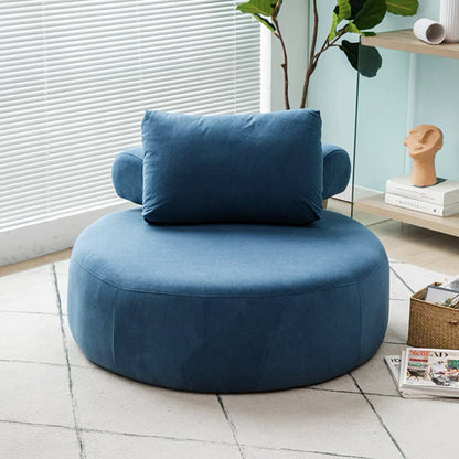 Modern Minimalist Cylindrical Curved Linen Sherpa Fabric Solid Wood Accent Chair Backrest Armless For Living Room