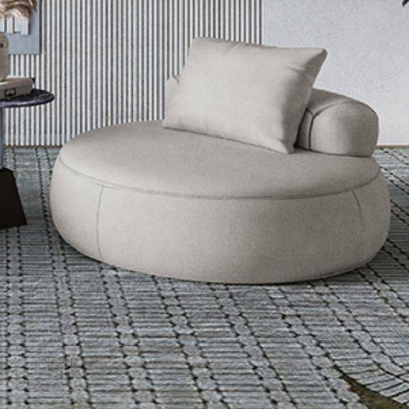 Modern Minimalist Cylindrical Curved Linen Sherpa Fabric Solid Wood Accent Chair Backrest Armless For Living Room