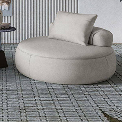 Modern Minimalist Cylindrical Curved Linen Sherpa Fabric Solid Wood Accent Chair Backrest Armless For Living Room