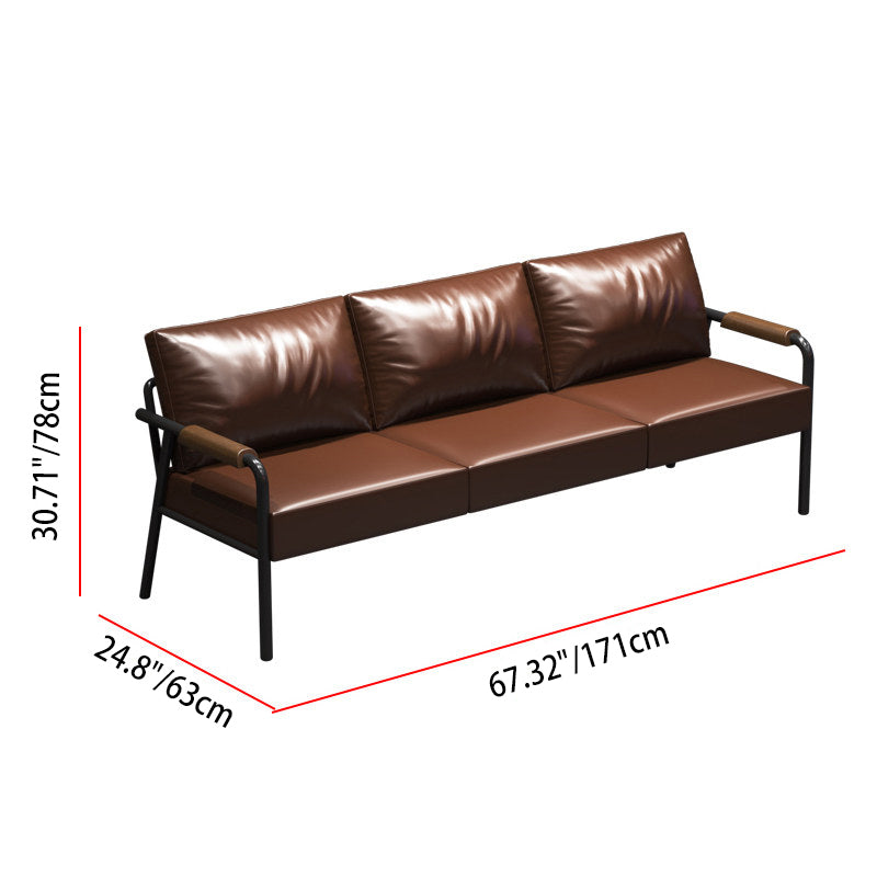 Contemporary Industrial Rectangular PU Leather Carbon Steel Solid Pine Wood Dining Table & Chair Backrest Armrest for Dining Room