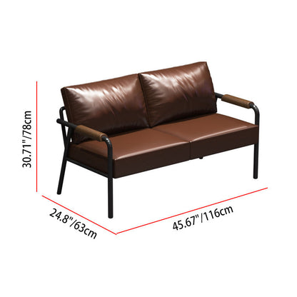 Contemporary Industrial Rectangular PU Leather Carbon Steel Solid Pine Wood Dining Table & Chair Backrest Armrest for Dining Room