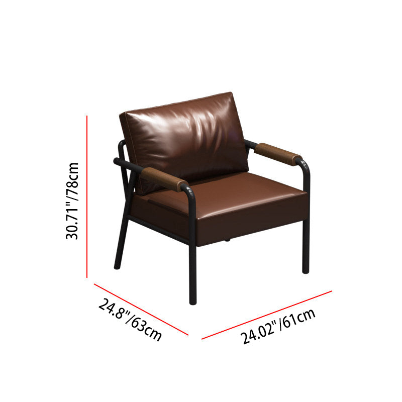 Contemporary Industrial Rectangular PU Leather Carbon Steel Solid Pine Wood Dining Table & Chair Backrest Armrest for Dining Room