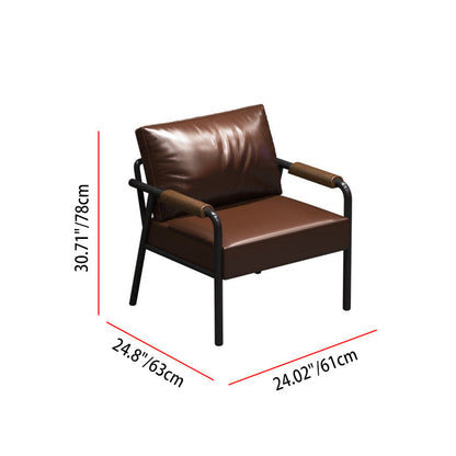 Contemporary Industrial Rectangular PU Leather Carbon Steel Solid Pine Wood Dining Table & Chair Backrest Armrest for Dining Room
