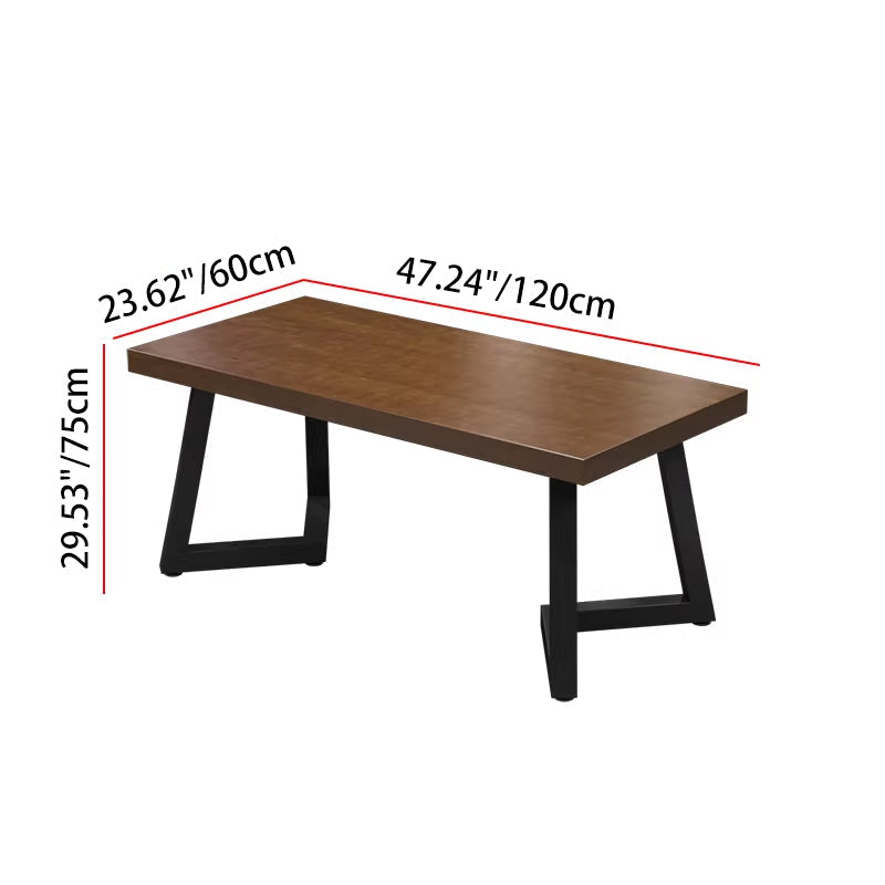 Contemporary Industrial Rectangular PU Leather Carbon Steel Solid Pine Wood Dining Table & Chair Backrest Armrest for Dining Room