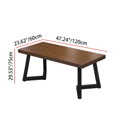 Contemporary Industrial Rectangular PU Leather Carbon Steel Solid Pine Wood Dining Table & Chair Backrest Armrest for Dining Room