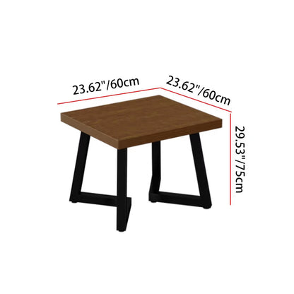 Contemporary Industrial Rectangular PU Leather Carbon Steel Solid Pine Wood Dining Table & Chair Backrest Armrest for Dining Room