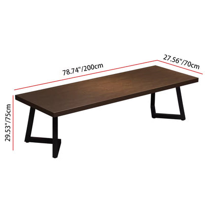 Contemporary Industrial Rectangular PU Leather Carbon Steel Solid Pine Wood Dining Table & Chair Backrest Armrest for Dining Room