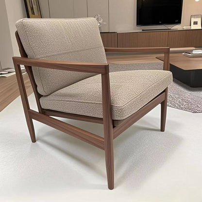 Traditional Vintage Rectangular Faux Oil-Waxed Leather Velvet  Rubberwood Accent Chair Backrest Armrest For Living Room